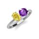 4 - Tanya Oval Shape Yellow Sapphire & Cushion Shape Amethyst 2 Stone Duo Ring 