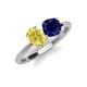 4 - Tanya Oval Shape Yellow Sapphire & Cushion Shape Blue Sapphire 2 Stone Duo Ring 