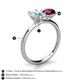 5 - Tanya Oval Shape Aquamarine & Cushion Shape Rhodolite Garnet 2 Stone Duo Ring 
