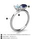 5 - Tanya Oval Shape Aquamarine & Cushion Shape Blue Sapphire 2 Stone Duo Ring 