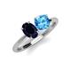 4 - Tanya Oval Shape Blue Sapphire & Cushion Shape Blue Topaz 2 Stone Duo Ring 