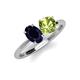 4 - Tanya Oval Shape Blue Sapphire & Cushion Shape Peridot 2 Stone Duo Ring 