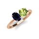 4 - Tanya Oval Shape Blue Sapphire & Cushion Shape Peridot 2 Stone Duo Ring 