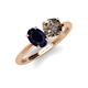 4 - Tanya Oval Shape Blue Sapphire & Cushion Shape Smoky Quartz 2 Stone Duo Ring 