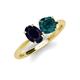 4 - Tanya Oval Shape Blue Sapphire & Cushion Shape London Blue Topaz 2 Stone Duo Ring 
