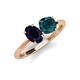 4 - Tanya Oval Shape Blue Sapphire & Cushion Shape London Blue Topaz 2 Stone Duo Ring 
