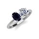 4 - Tanya Oval Shape Blue Sapphire & Cushion Shape Forever Brilliant Moissanite 2 Stone Duo Ring 