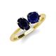 4 - Tanya Oval & Cushion Shape Blue Sapphire 2 Stone Duo Ring 