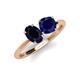 4 - Tanya Oval & Cushion Shape Blue Sapphire 2 Stone Duo Ring 