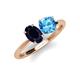4 - Tanya Oval Shape Blue Sapphire & Cushion Shape Blue Topaz 2 Stone Duo Ring 