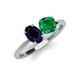 4 - Tanya Oval Shape Blue Sapphire & Cushion Shape Emerald 2 Stone Duo Ring 