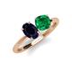 4 - Tanya Oval Shape Blue Sapphire & Cushion Shape Emerald 2 Stone Duo Ring 