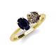 4 - Tanya Oval Shape Blue Sapphire & Cushion Shape Smoky Quartz 2 Stone Duo Ring 