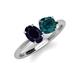 4 - Tanya Oval Shape Blue Sapphire & Cushion Shape London Blue Topaz 2 Stone Duo Ring 