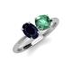4 - Tanya Oval Shape Blue Sapphire & Cushion Shape Lab Created Alexandrite 2 Stone Duo Ring 