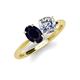 4 - Tanya Oval Shape Blue Sapphire & Cushion Shape Forever One Moissanite 2 Stone Duo Ring 