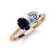 4 - Tanya Oval Shape Blue Sapphire & Cushion Shape Forever One Moissanite 2 Stone Duo Ring 