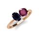 4 - Tanya Oval Shape Blue Sapphire & Cushion Shape Rhodolite Garnet 2 Stone Duo Ring 