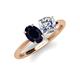 4 - Tanya Oval Shape Blue Sapphire & Cushion Shape IGI Certified Lab Grown Diamond 2 Stone Duo Ring 