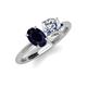 4 - Tanya Oval Shape Blue Sapphire & Cushion Shape IGI Certified Lab Grown Diamond 2 Stone Duo Ring 