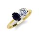 4 - Tanya Oval Shape Blue Sapphire & Cushion Shape IGI Certified Lab Grown Diamond 2 Stone Duo Ring 