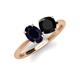 4 - Tanya Oval Shape Blue Sapphire & Cushion Shape Black Onyx 2 Stone Duo Ring 