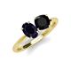 4 - Tanya Oval Shape Blue Sapphire & Cushion Shape Black Onyx 2 Stone Duo Ring 