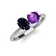 4 - Tanya Oval Shape Blue Sapphire & Cushion Shape Amethyst 2 Stone Duo Ring 