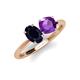 4 - Tanya Oval Shape Blue Sapphire & Cushion Shape Amethyst 2 Stone Duo Ring 