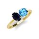 4 - Tanya Oval Shape Blue Sapphire & Cushion Shape Blue Topaz 2 Stone Duo Ring 