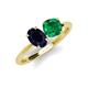 4 - Tanya Oval Shape Blue Sapphire & Cushion Shape Emerald 2 Stone Duo Ring 