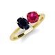 4 - Tanya Oval Shape Blue Sapphire & Cushion Shape Ruby 2 Stone Duo Ring 