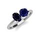 4 - Tanya Oval & Cushion Shape Blue Sapphire 2 Stone Duo Ring 