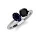 4 - Tanya Oval Shape Blue Sapphire & Cushion Shape Black Onyx 2 Stone Duo Ring 