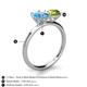 5 - Tanya Oval Shape Blue Topaz & Cushion Shape Peridot 2 Stone Duo Ring 