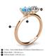 5 - Tanya Oval Shape Blue Topaz & Cushion Shape Forever Brilliant Moissanite 2 Stone Duo Ring 