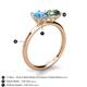 5 - Tanya Oval Shape Blue Topaz & Cushion Shape Lab Created Alexandrite 2 Stone Duo Ring 