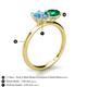 5 - Tanya Oval Shape Blue Topaz & Cushion Shape Emerald 2 Stone Duo Ring 