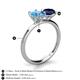 5 - Tanya Oval Shape Blue Topaz & Cushion Shape Blue Sapphire 2 Stone Duo Ring 