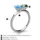 5 - Tanya Oval Shape Blue Topaz & Cushion Shape Lab Created Alexandrite 2 Stone Duo Ring 