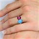 6 - Tanya Oval Shape Blue Topaz & Cushion Shape Rhodolite Garnet 2 Stone Duo Ring 