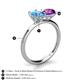 5 - Tanya Oval Shape Blue Topaz & Cushion Shape Amethyst 2 Stone Duo Ring 