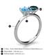 5 - Tanya Oval Shape Blue Topaz & Cushion Shape London Blue Topaz 2 Stone Duo Ring 