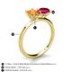 5 - Tanya Oval Shape Citrine & Cushion Shape Ruby 2 Stone Duo Ring 