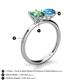 5 - Tanya Oval Shape Lab Created Alexandrite & Cushion Shape Blue Topaz 2 Stone Duo Ring 