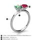 5 - Tanya Oval Shape Lab Created Alexandrite & Cushion Shape Ruby 2 Stone Duo Ring 