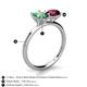 5 - Tanya Oval Shape Lab Created Alexandrite & Cushion Shape Rhodolite Garnet 2 Stone Duo Ring 