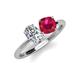 4 - Tanya Oval Shape GIA Certified Diamond & Cushion Shape Ruby 2 Stone Duo Ring 