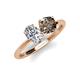 4 - Tanya Oval Shape GIA Certified Diamond & Cushion Shape Smoky Quartz 2 Stone Duo Ring 