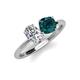 4 - Tanya Oval Shape GIA Certified Diamond & Cushion Shape London Blue Topaz 2 Stone Duo Ring 
